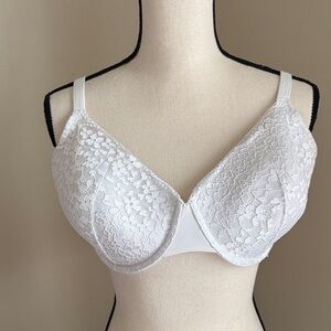 Warner's White Floral Lace Underwire Bra 36DD (E)
